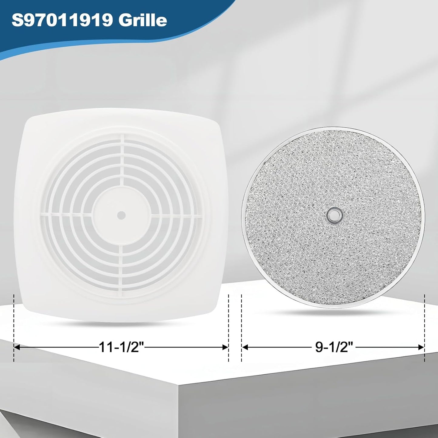 Reemplazo cubierta ventilador escape baño cocina 11-1/2pulg