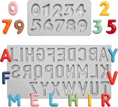 Moldes de silicona con letras mayúsculas y números 0-9 para chocolate y decoración