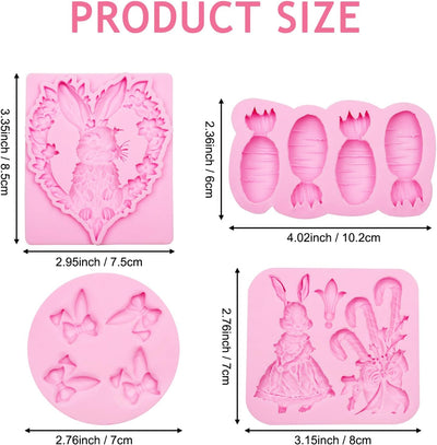 Moldes de silicona de conejo de zanahoria para chocolate y decoración de pasteles
