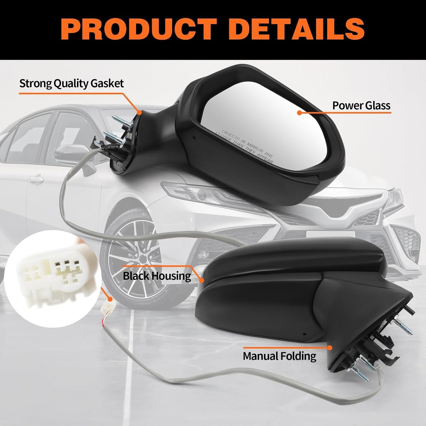 Espejo retrovisor lateral Camry 18-24 eléctrico