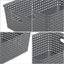 4 Cestas Almacenamiento Plástico Gris Tejida