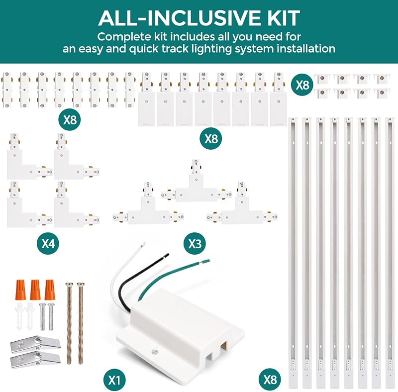 Kit rieles luz blanca 26ft con conectores I y L tipo H