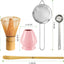 Kit Batidor Matcha Chasen Cerámico Soporte Rosa
