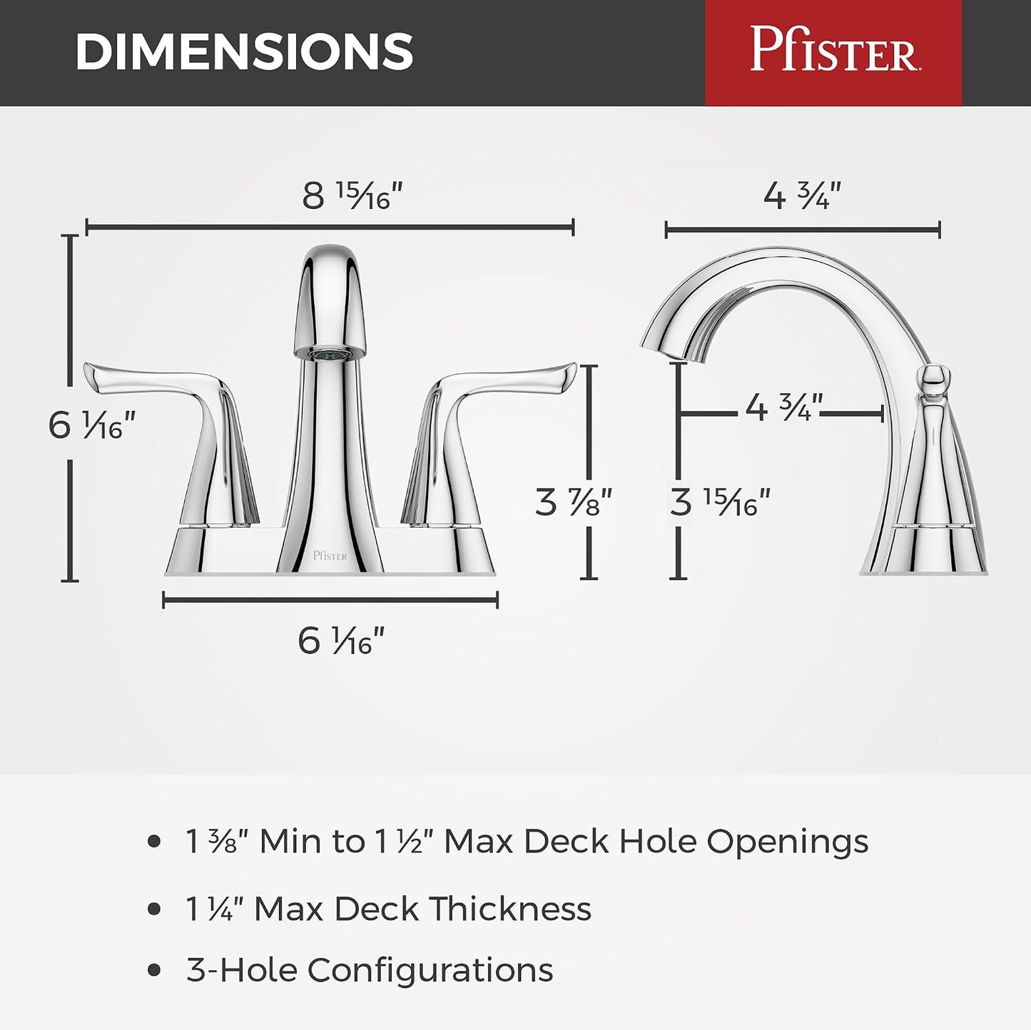 Llave lavabo baño 4pulg 2 manijas 3 agujeros cromo