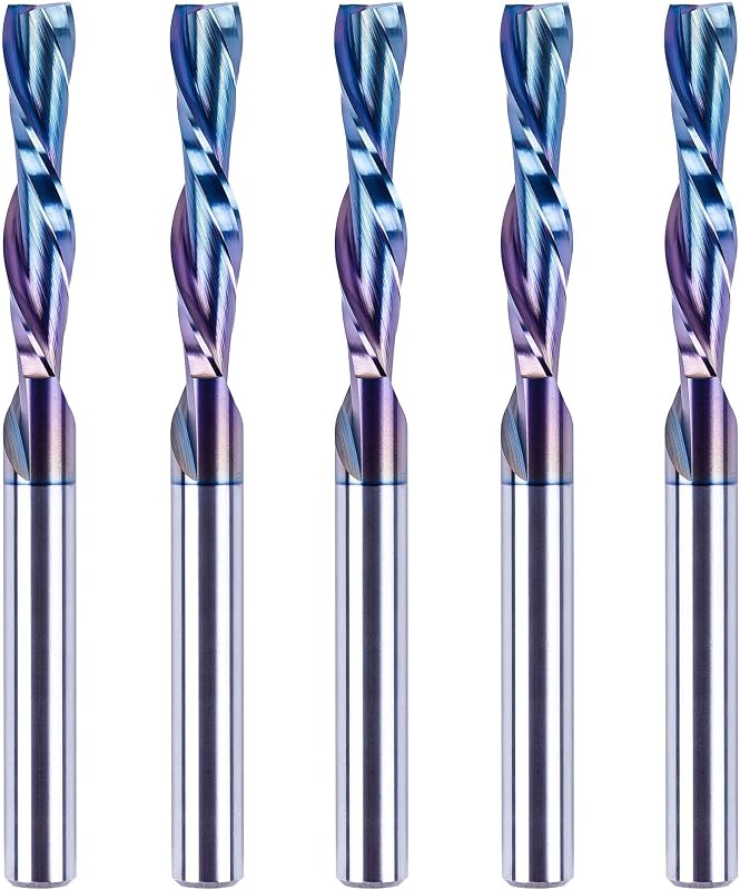 5 Pzas Brocas Fresadora Espiral 1/4" Corte Abajo 3" OVL
