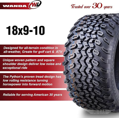 Neumáticos ATV para carrito golf 18x9-10 4 capas set 4
