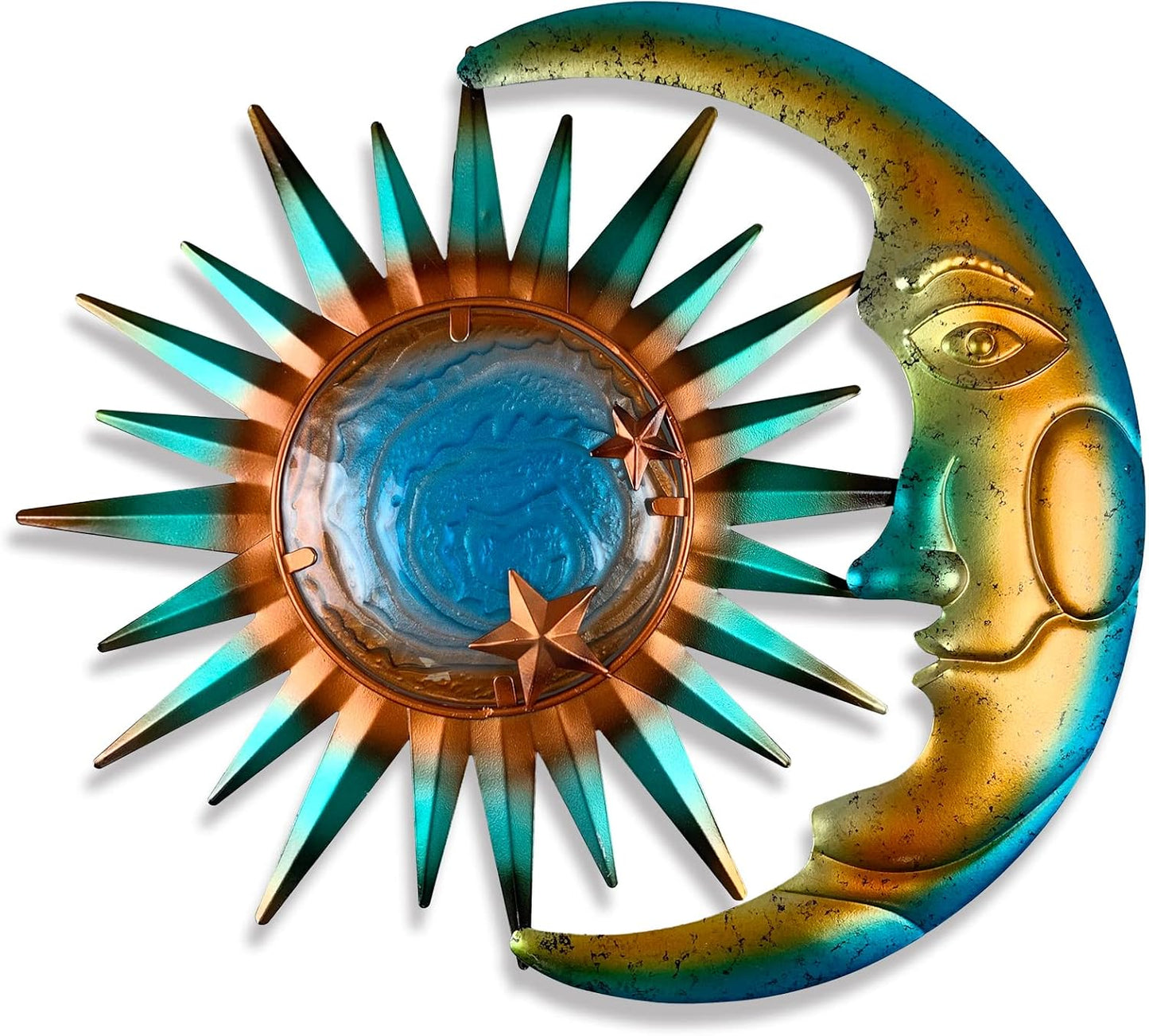Escultura metal 3D sol luna decoración pared exterior
