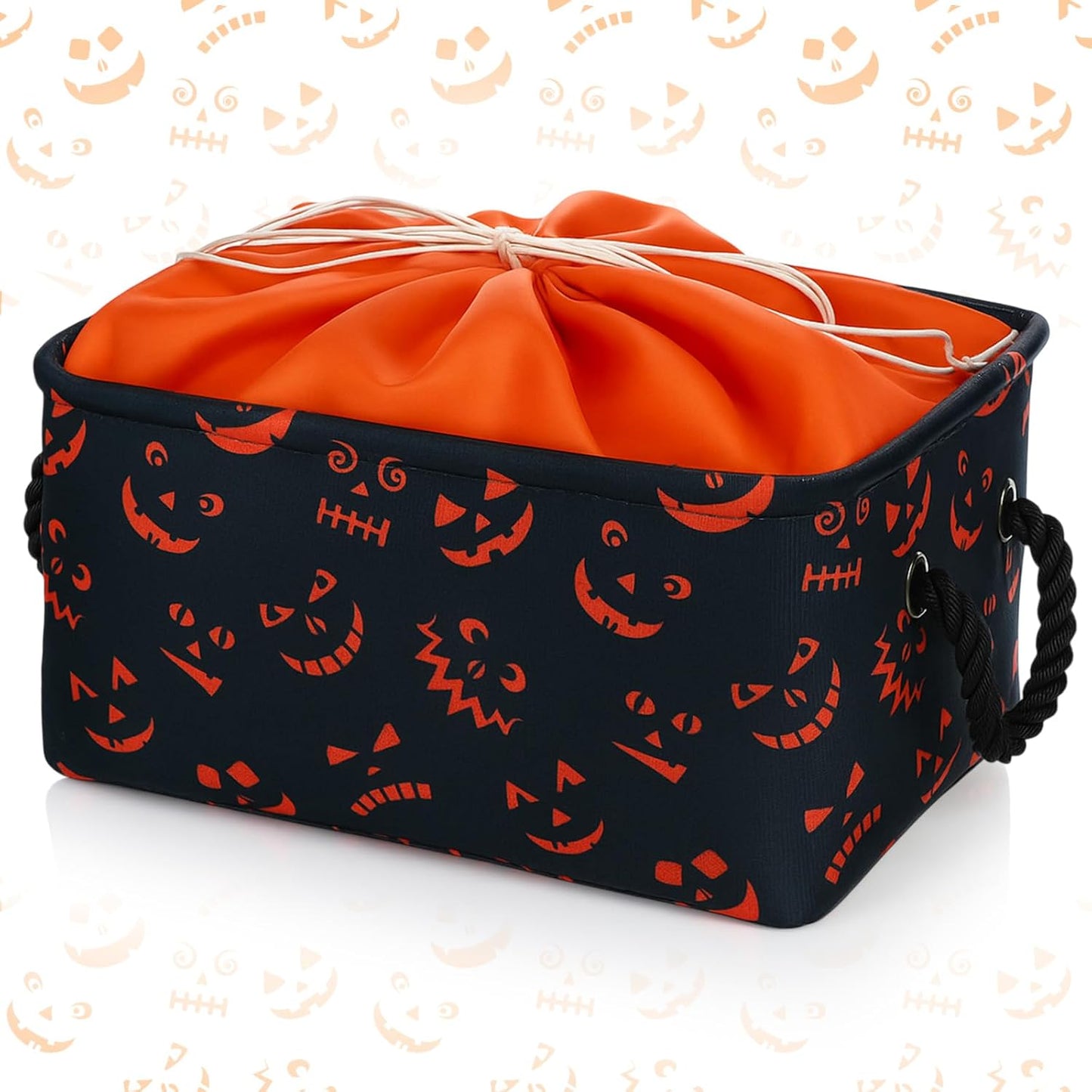 Cesta Halloween espeluznante plegable con asa y cierre