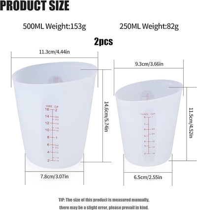 2 Tazas Medidoras Silicón 8.5/16.9oz Reutilizables