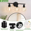 Lámpara baño 3 luces negras con pantalla vidrio transparente