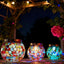 4 Luces Sendero Solar RGB Mosaico Vidrio Ámbar Rojo
