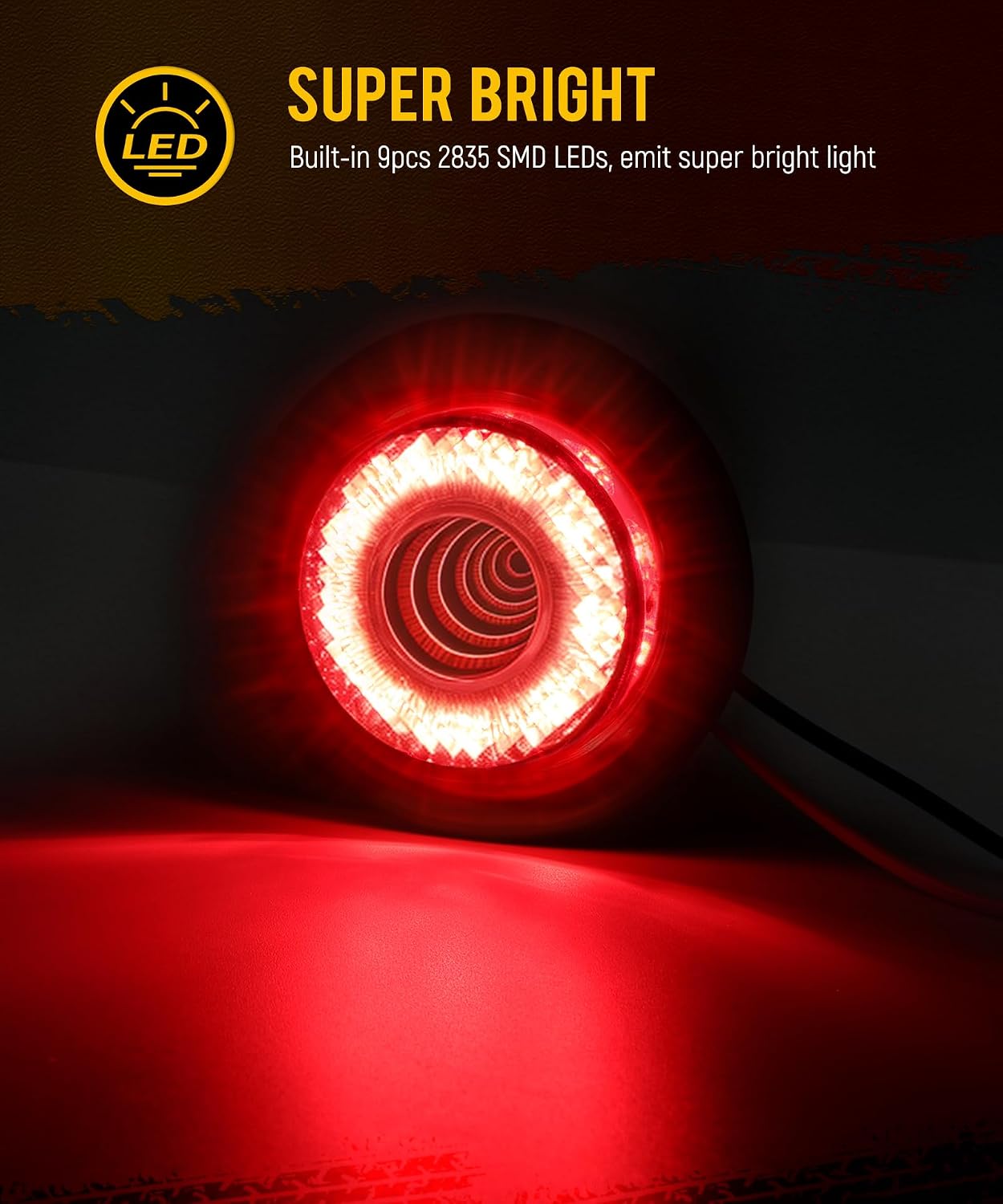 10 Uds Luz lateral 9LED 2" rojo para remolque