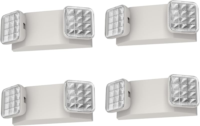 4 Luces LED Emergencia con Batería Cable Duro Certificado UL