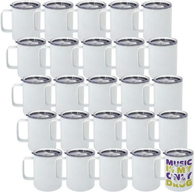25 Tazas Sublimación 12oz Acero Inox con Tapa Popote