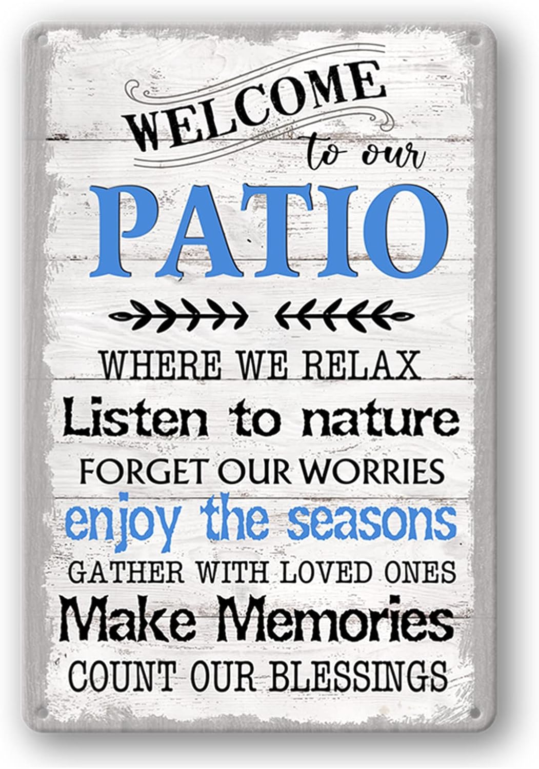 Letrero metal patio bienvenido decoración al aire libre