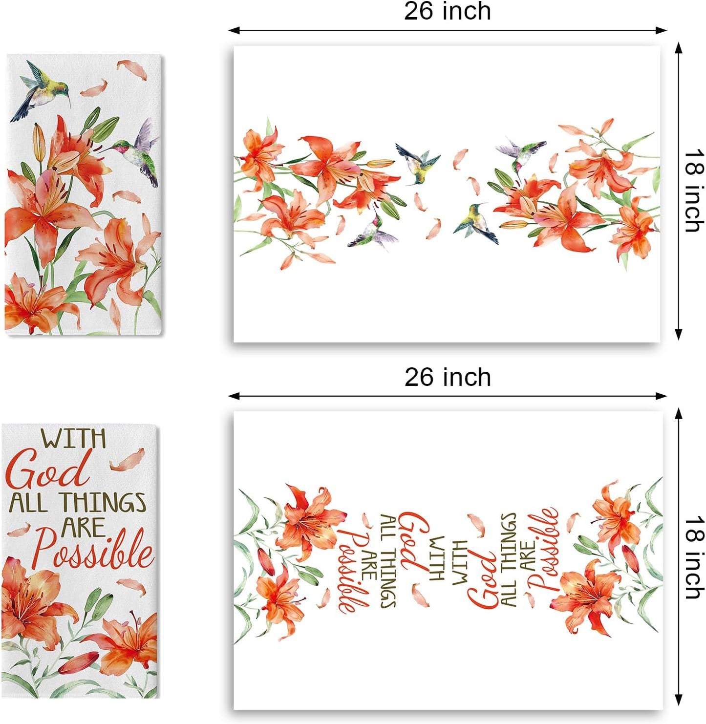 Set 2 Paños Cocina Religiosos con Dios Hibisco