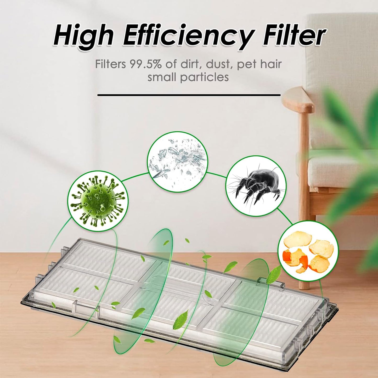 5 Filtros HEPA Comp Roborock S8 S7 MaxV