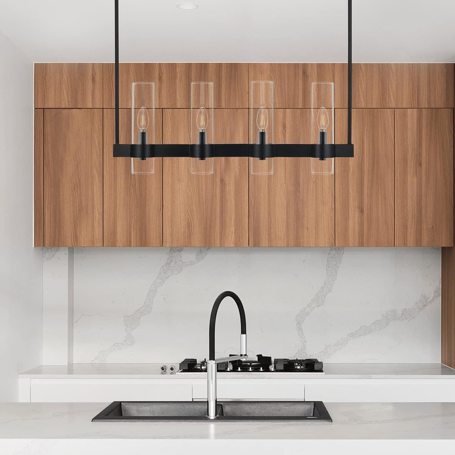 Lámpara isla cocina estilo granja 30pulg 4 luces