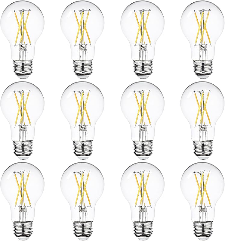 12 Bombillas LED A19 Regulables 7W 2700K E26 Vidrio