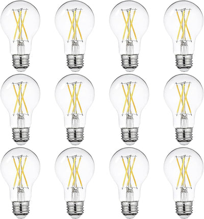 12 Bombillas LED A19 Regulables 7W 2700K E26 Vidrio