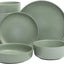 Set 16 Pzas Vajilla Cerámica Doble Tazón Verde