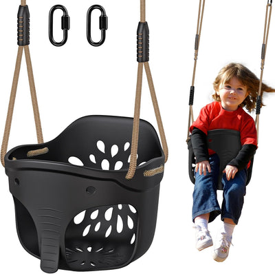 Asiento columpio niños con respaldo alto y cuerda ajustable