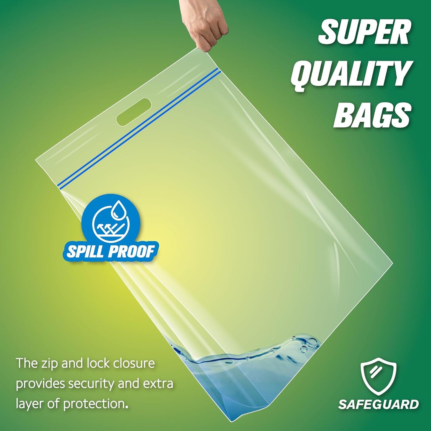 Bolsas almacenamiento 15gal transparentes resellables