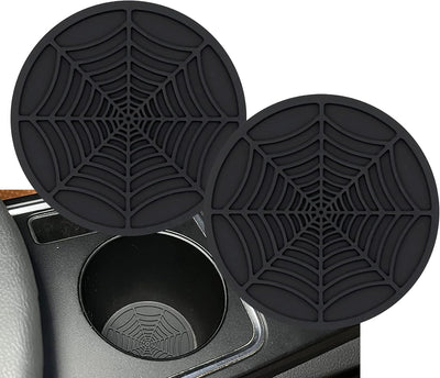 Portavasos antideslizante auto 2 pzas telaraña negra