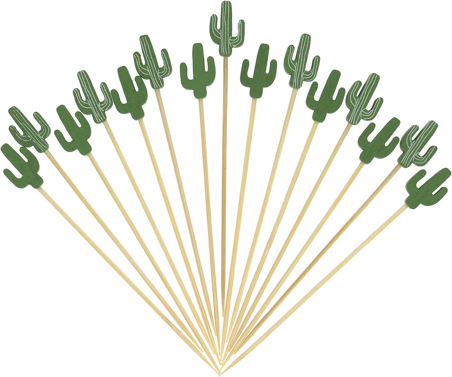 Palillos cactus verdes 5pulg para aperitivos decorativos