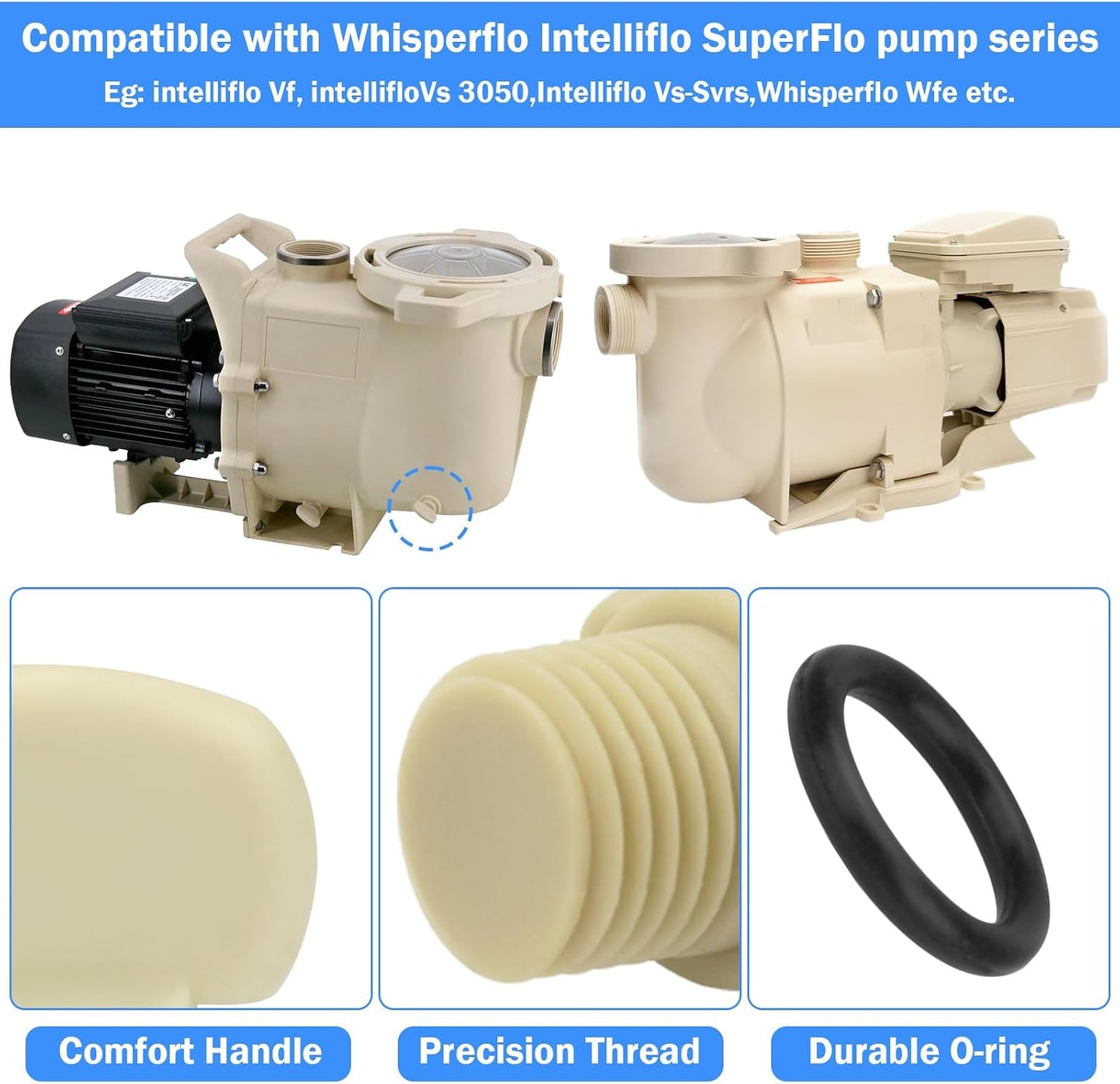 Tapones drenaje bomba piscina repuesto Whisperflo Intelliflo