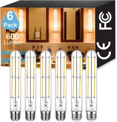 6 Bombillas T10 E26 Led Edison 6W 2700K Blanco Cálido