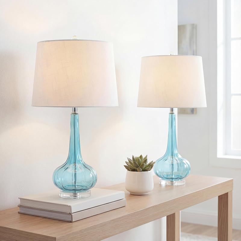 2 Lámparas Mesa LED Cristal Lágrima Contemporánea