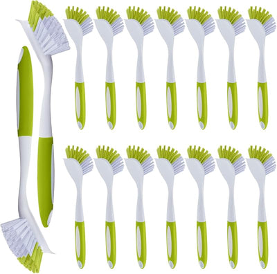 20 Cepillos Cocina Verde Claro 11pulg Antiderrap Cerdas Rígidas