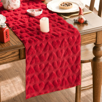 Camino mesa San Valentín corazón piel sintética rojo 13x36
