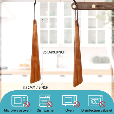2 Espátulas Madera Teca 9.8pulg Cocina Plana y Pequeña