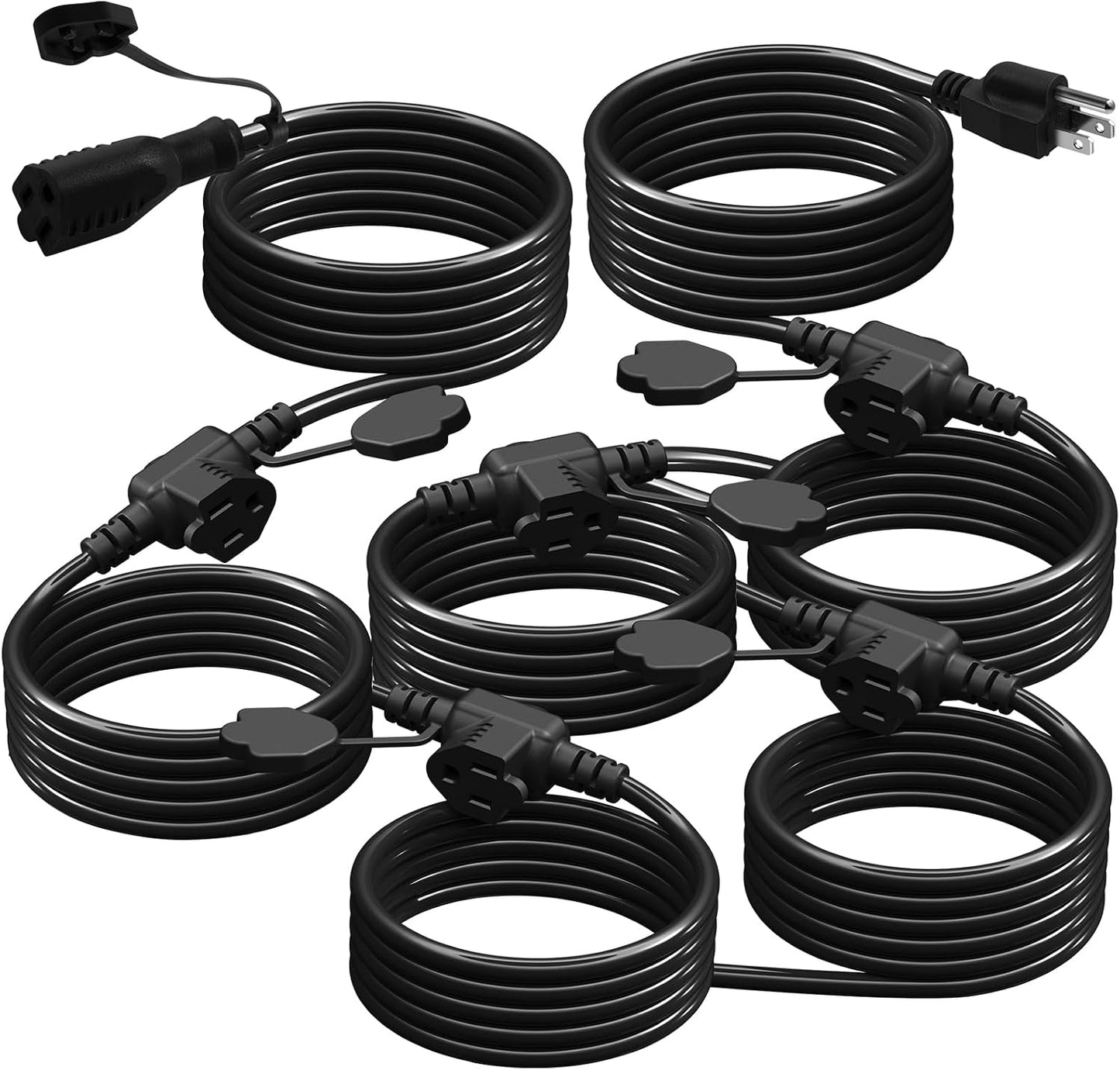 Cable extensión exterior 50pies 6 tomas cubierta seguridad