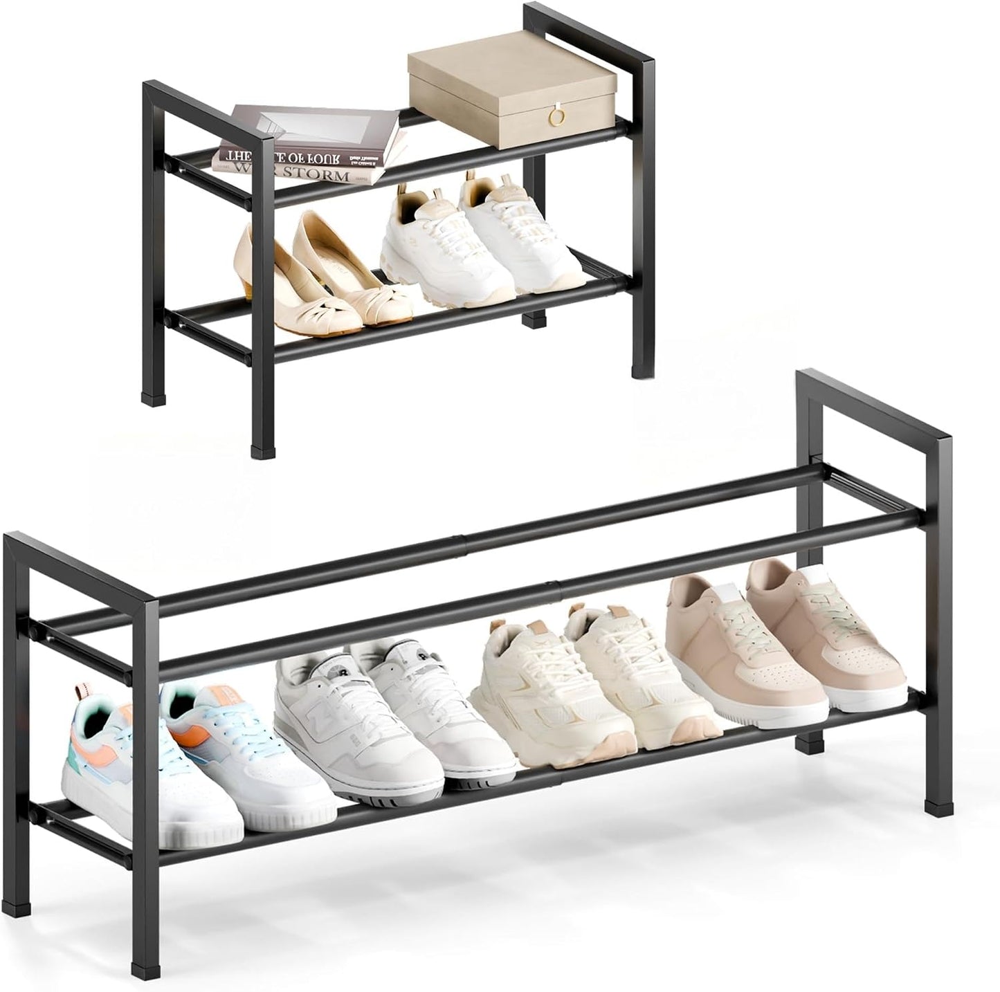 Zapatero ajustable 2 niveles 18-33" metal negro