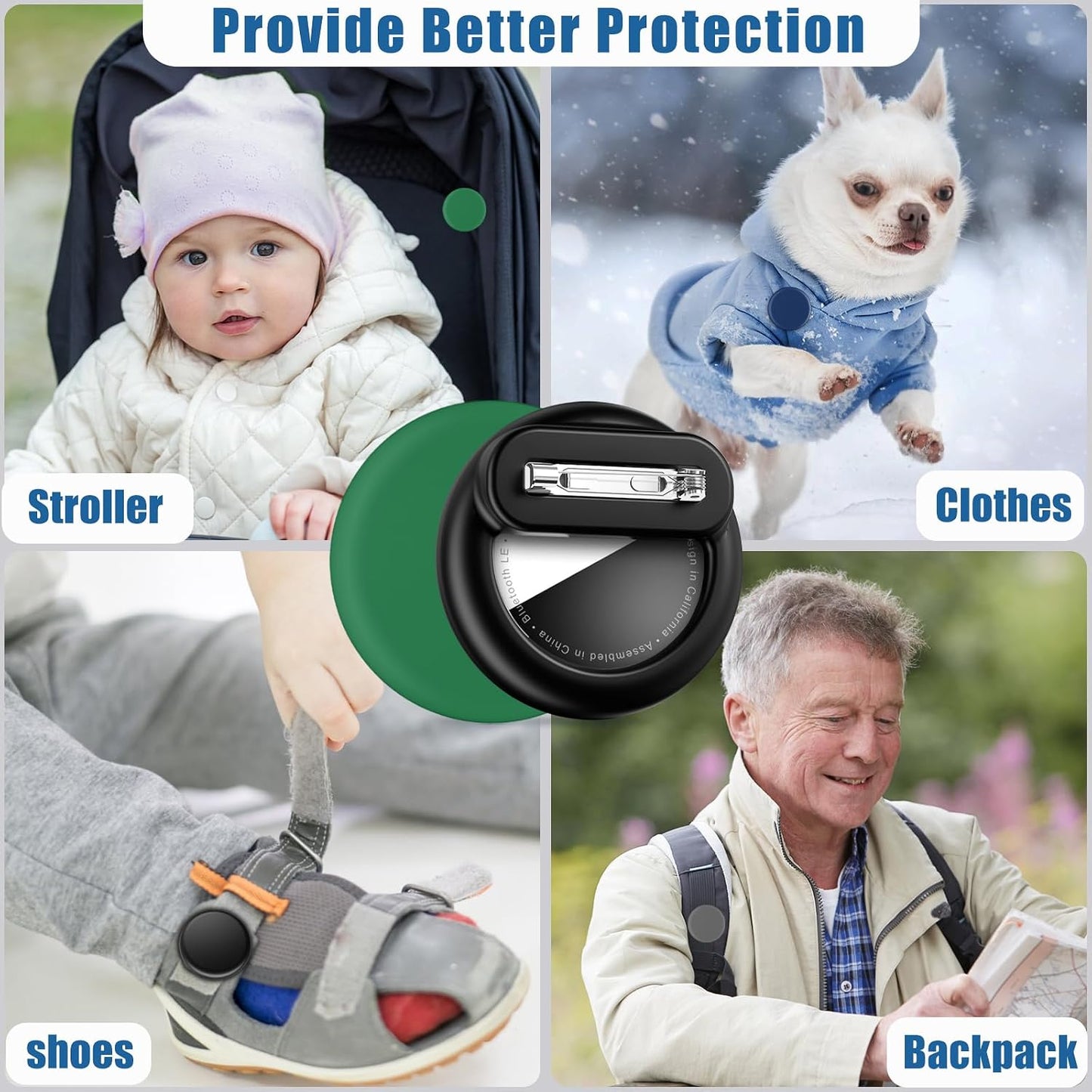 Fundas ocultas para Air Tags con alfiler azul oscuroverde
