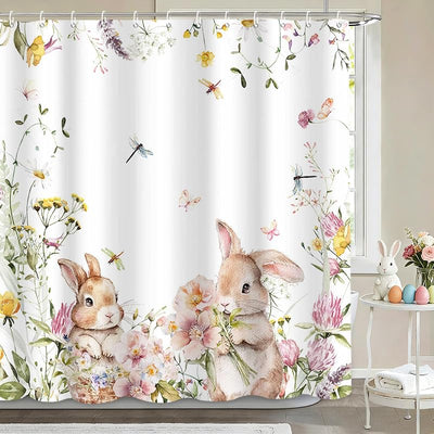 Cortinas ducha primavera conejito Pascua 72x72pulg