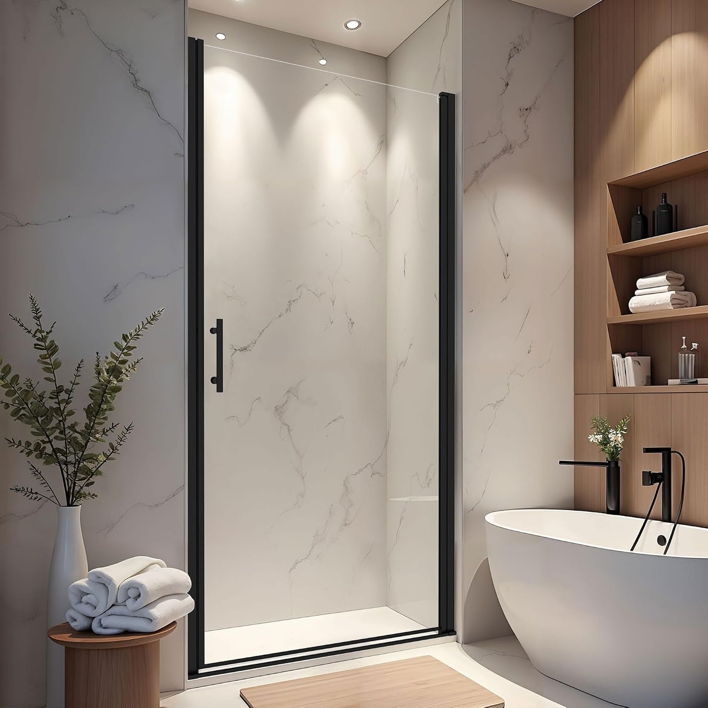 Puerta ducha pivotante sin marco 34-35.2x72pulg vidrio templado