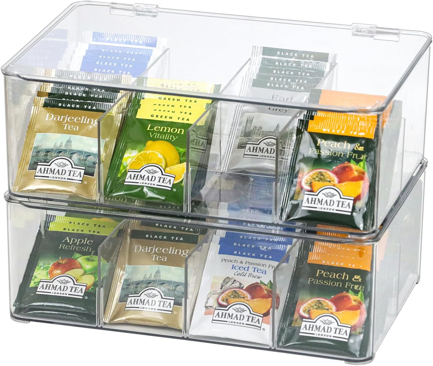 Set 2 cajas organizadoras plástico 8 compartimentos