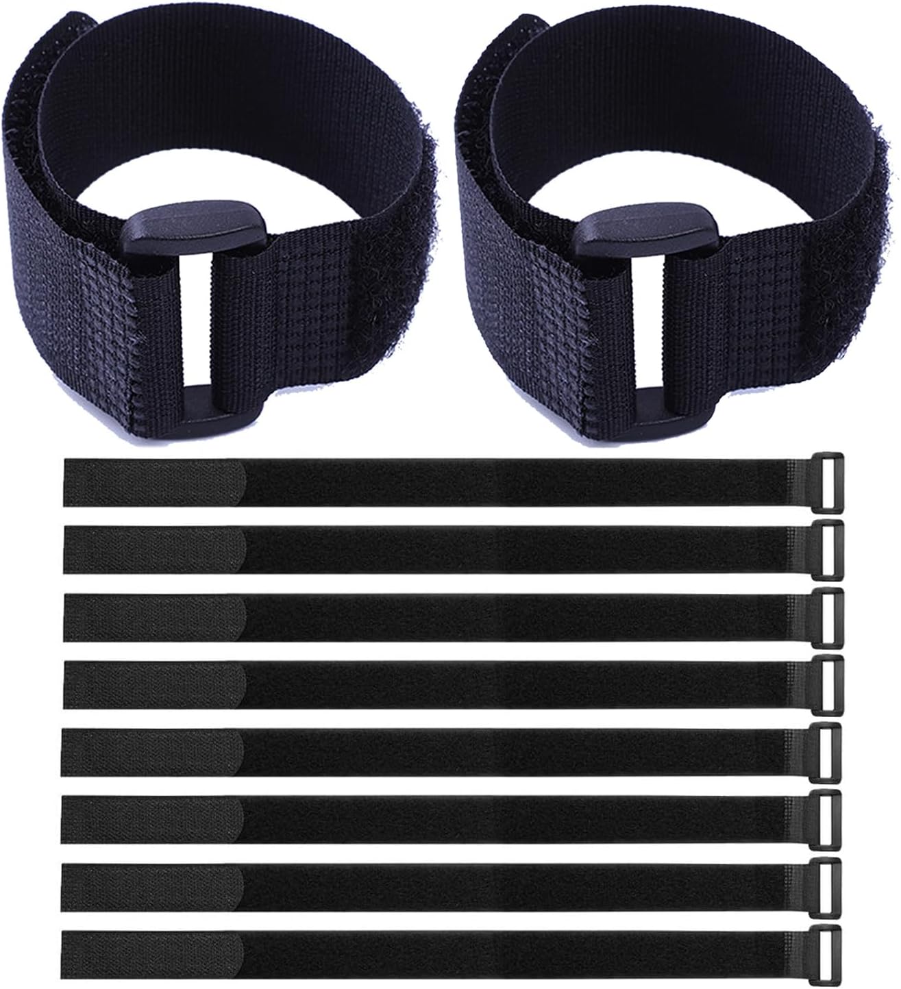 Correas cable gancho bucle 10 pzas negras hebillas ajustables