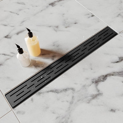 Drenaje ducha acero inox 28pulg rejilla negro ajustable