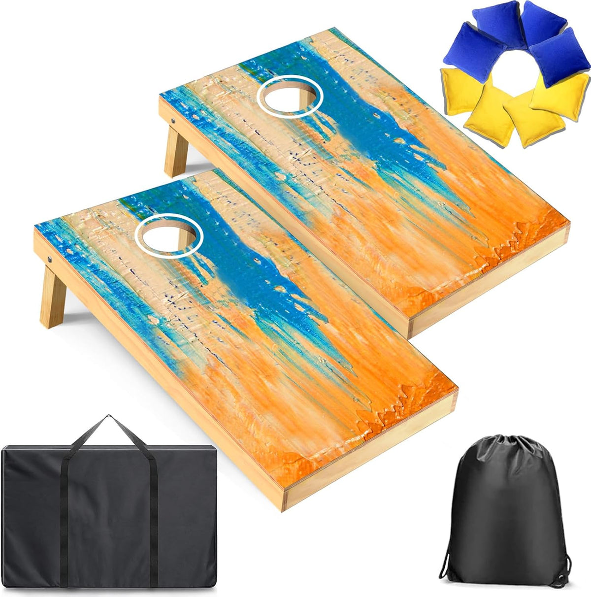 Set tablas cornhole madera 4x2ft 8 bolsas frijoles