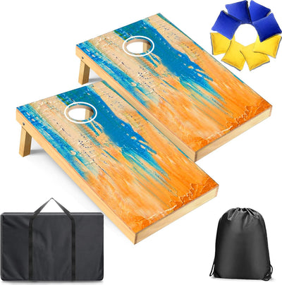 Set tablas cornhole madera 4x2ft 8 bolsas frijoles