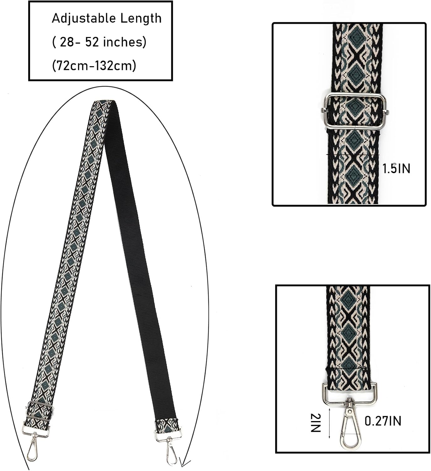 Correas cruzadas para bolsos plateadas ancha
