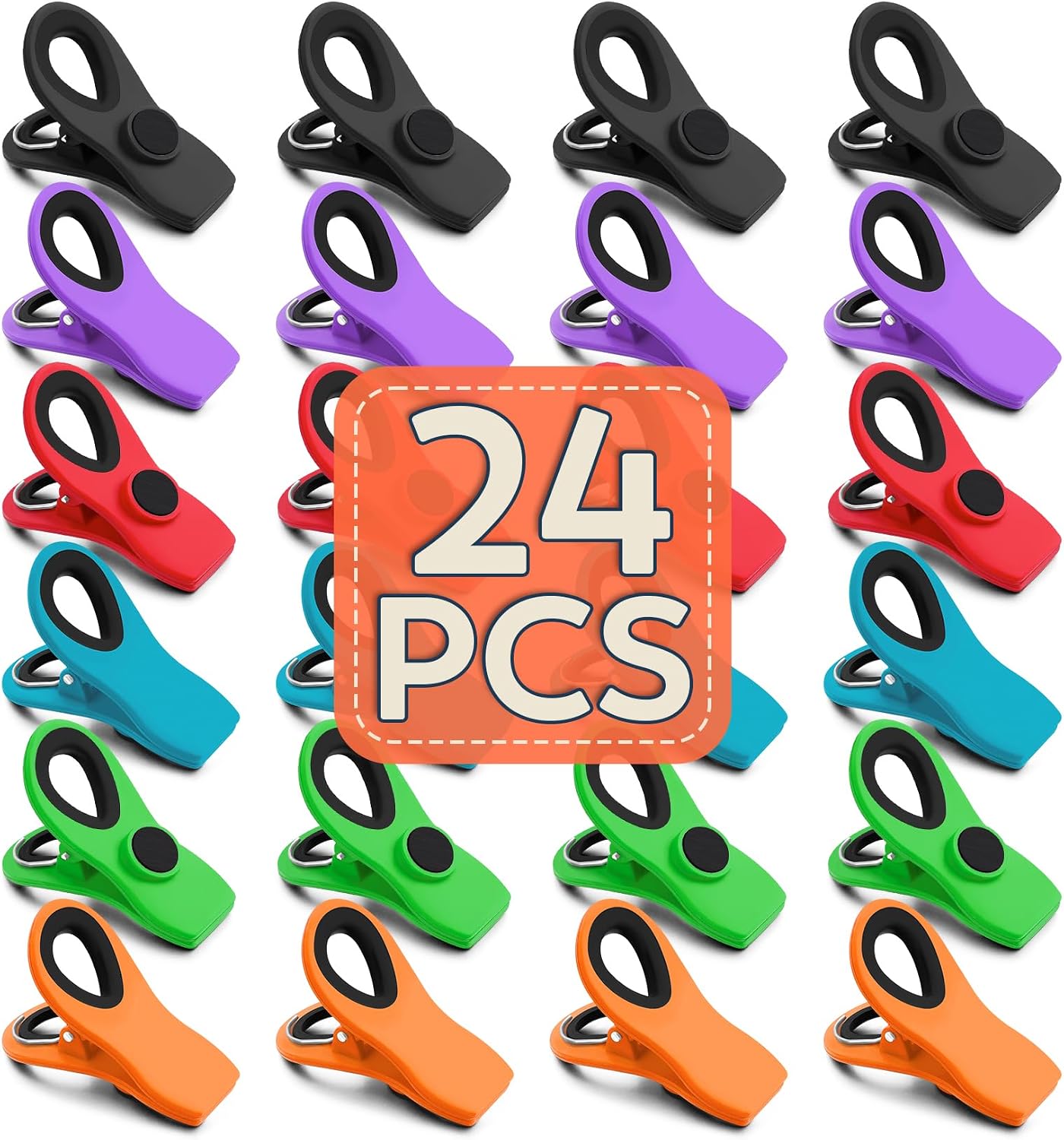 24 Clips Magnéticos Plástico Alimentos Color Surtido Cocina