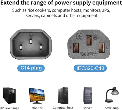 Adaptador C14 a C13 90 grados 2 Pzas