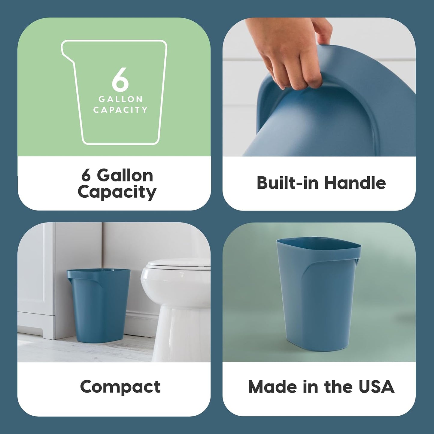 Cubo basura 6gal pack 3 para baño oficina azul marino