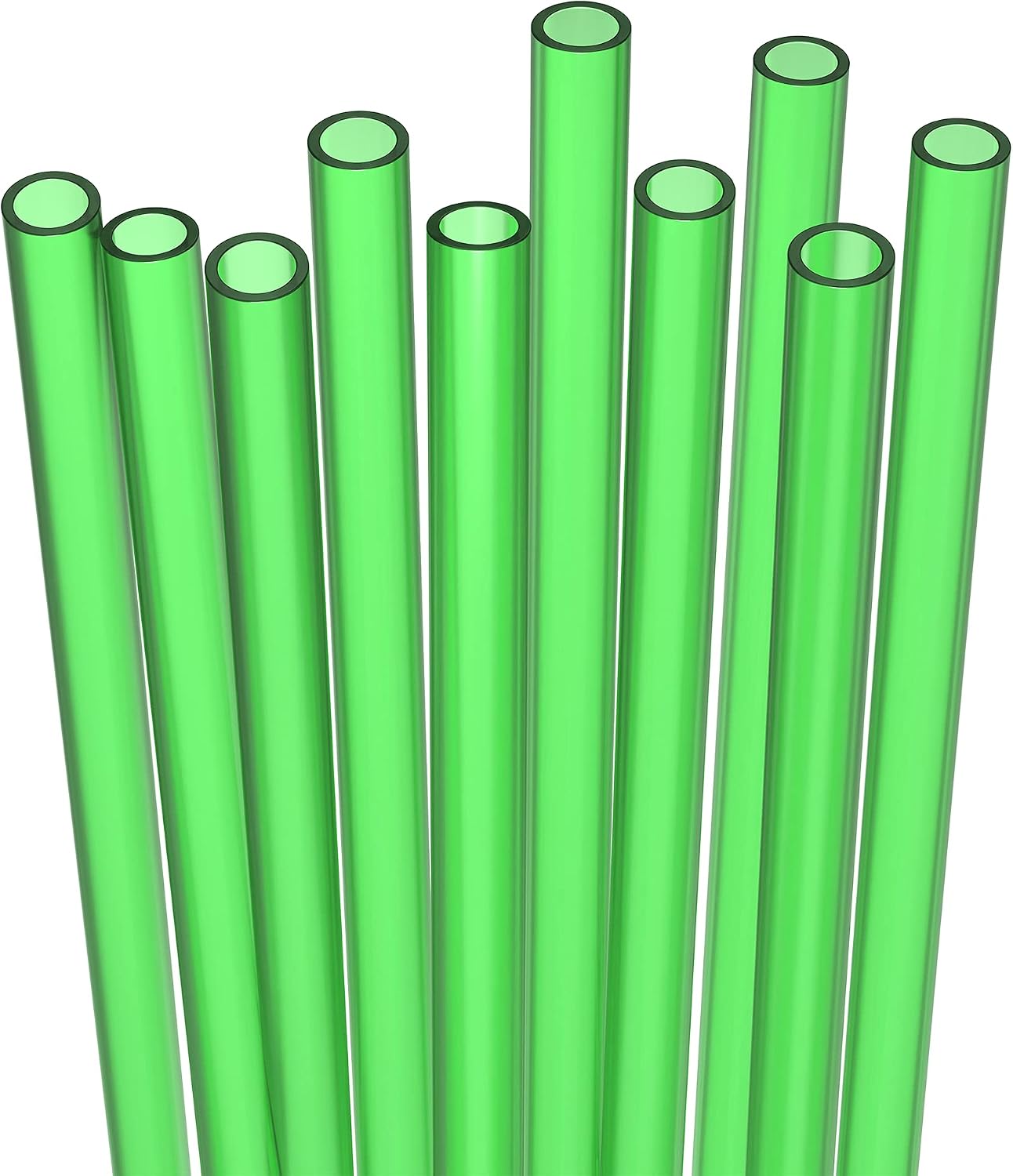 10 Popotes Reutilizables Plástico Verde para Vasos y Frascos